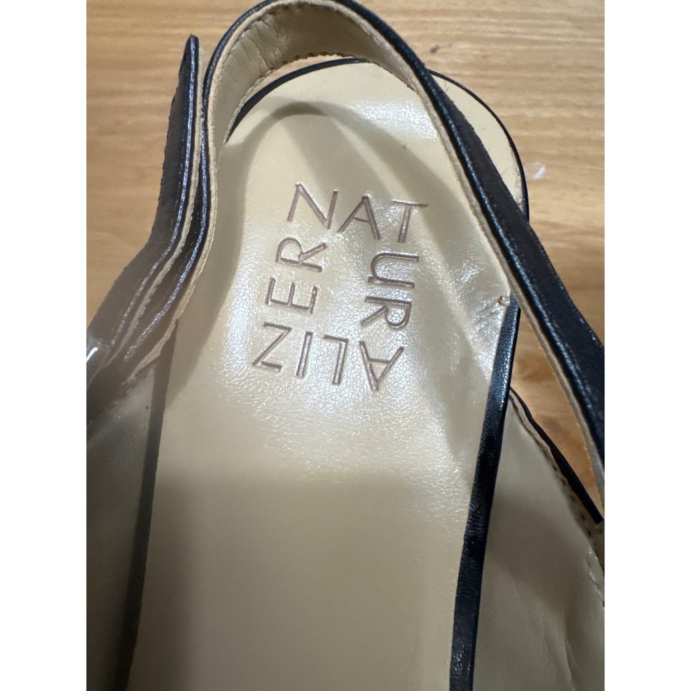 Naturalizer Baylee Black Leather Slingback Kitten Heels Pointed Toe Pumps 7.5W - Picture 3 of 5